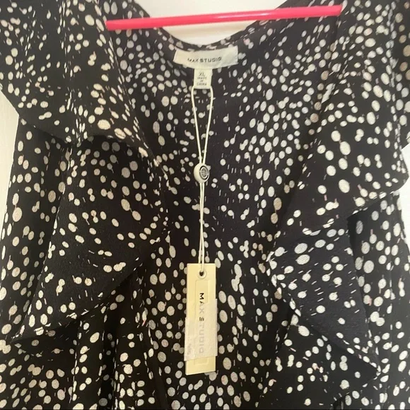Max Studio Polka Dot High-Low Ruffle Wrap Dress, XL NWT - Picture 6 of 6